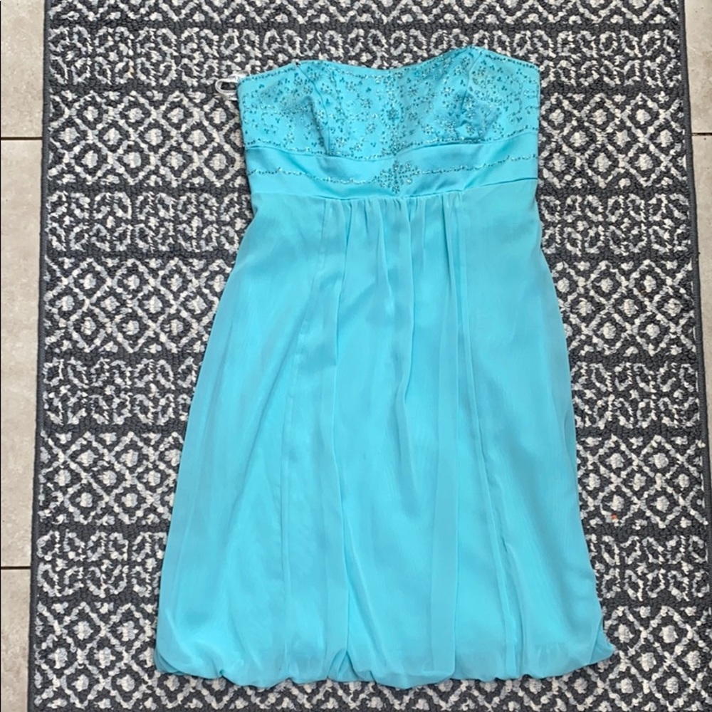 Davids Bridal Sky Blue Dress Embodied and Beaded